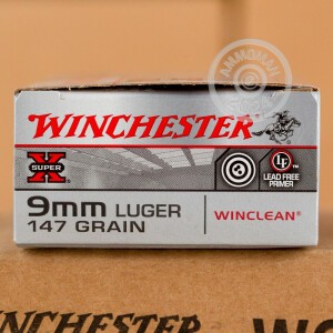 Photo detailing the 9MM LUGER WINCHESTER WINCLEAN 147 GRAIN BEB (50 ROUNDS) for sale at AmmoMan.com.