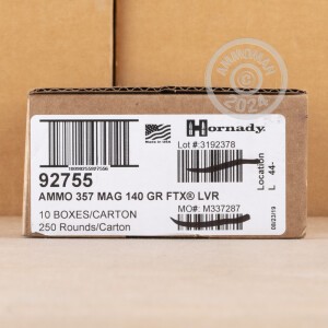 Photo detailing the 357 MAGNUM HORNADY LEVEREVOLUTION 140 GRAIN JHP FTX (25 ROUNDS) for sale at AmmoMan.com.