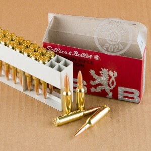 A photograph of 20 rounds of 142 grain 6.5MM CREEDMOOR ammo with a Hollow-Point Boat Tail (HP-BT) bullet for sale.