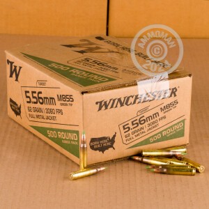 Image of the 5.56X45 WINCHESTER 62 GRAIN FMJ M855 (500 ROUNDS) available at AmmoMan.com.