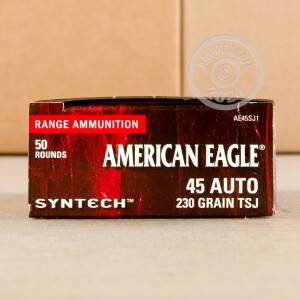 Photo detailing the 45 ACP FEDERAL SYNTECH 230 GRAIN TOTAL SYNTHETIC JACKET (500 ROUNDS) for sale at AmmoMan.com.