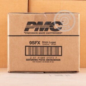 Photo detailing the 9MM PMC SFX 124 GRAIN JHP (20 ROUNDS) for sale at AmmoMan.com.