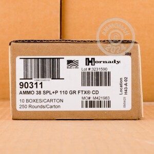 Photo detailing the 38 SPECIAL +P HORNADY CRITICAL DEFENSE 110 GRAIN JHP (250 ROUNDS) for sale at AmmoMan.com.
