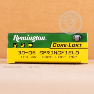 Photo detailing the 30-06 SPRINGFIELD REMINGTON CORE-LOKT 180 GRAIN PSP (20 ROUNDS) for sale at AmmoMan.com.
