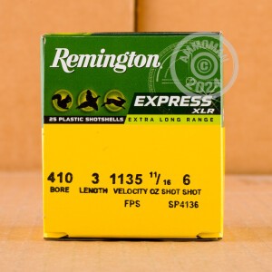 Image of the 410 BORE REMINGTON EXPRESS XLR 3" 11/16 OZ. #6 SHOT (25 ROUNDS) available at AmmoMan.com.