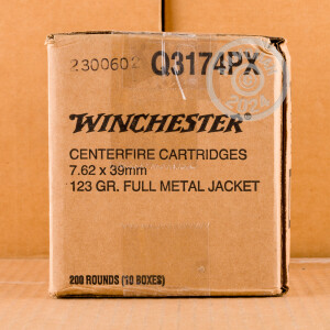 Photograph showing detail of 7.62X39MM WINCHESTER 123 GRAIN FULL METAL JACKET (200 ROUNDS)