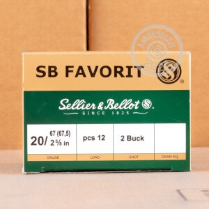 Photo detailing the 20 GAUGE SELLIER & BELLOT 2-5/8" 12 PELLET #2 BUCKSHOT (25 ROUNDS) for sale at AmmoMan.com.