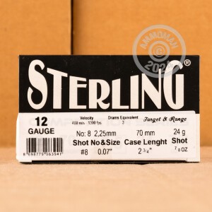 Photograph of Sterling 12 Gauge #8 shot for sale at AmmoMan.com