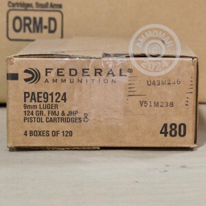 Image of the 9MM LUGER FEDERAL COMBO PACK 124 GRAIN JHP/FMJ (120 ROUNDS) available at AmmoMan.com.