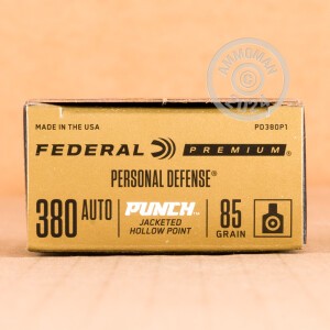 Photograph showing detail of 380 ACP FEDERAL PUNCH 85 GRAIN JHP (20 ROUNDS)