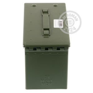 Photograph showing detail of 30 CAL & 50 CAL BLACKHAWK MIL-SPEC AMMO CANS BRAND NEW GREEN M19A1 & M2A1 (2 CANS)