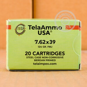 Image of Tela Ammo 7.62 x 39 rifle ammunition.