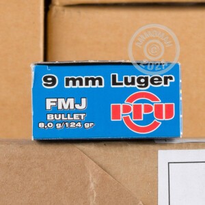 Image of the 9MM LUGER PRVI PARTIZAN 124 GRAIN FMJ (1000 ROUNDS) available at AmmoMan.com.