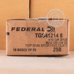 Image of the 410 BORE FEDERAL TOP GUN 2-1/2" 1/2 OZ. #8 SHOT (250 ROUNDS) available at AmmoMan.com.