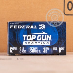 Image of the 12 GAUGE FEDERAL TOP GUN SPORTING 2-3/4" 1 OZ. #8 SHOT (250 ROUNDS) available at AmmoMan.com.