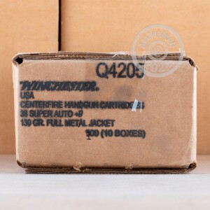 Image of the 38 SUPER +P WINCHESTER 130 GRAIN FMJ (50 ROUNDS) available at AmmoMan.com.