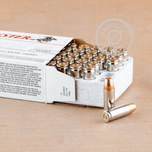 Photo detailing the 38 SUPER +P WINCHESTER 130 GRAIN FMJ (50 ROUNDS) for sale at AmmoMan.com.