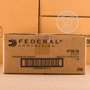 Photograph showing detail of 12 GAUGE FEDERAL VITAL-SHOK 3" 15 PELLETS COPPER PLATED 00 BUCK (5 ROUNDS)