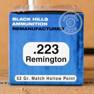 Photograph showing detail of 223 REM BLACK HILLS REMANUFACTURED 52 GRAIN JHP (1000 Rounds)