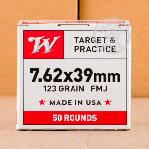 Photo detailing the 7.62X39 WINCHESTER LAKE CITY 123 GRAIN FMJ (50 ROUNDS) for sale at AmmoMan.com.