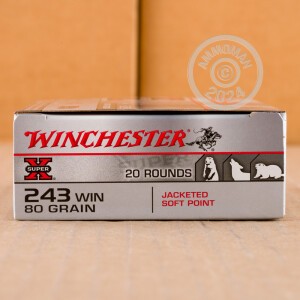 Image of the 243 WIN WINCHESTER SUPER-X 80 GRAIN JSP (200 ROUNDS) available at AmmoMan.com.