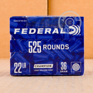 Photo detailing the 22 LR FEDERAL CHAMPION 36 GRAIN LHP (525 ROUNDS) for sale at AmmoMan.com.