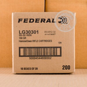 Photo detailing the 30-30 FEDERAL HAMMERDOWN 150 GRAIN BONDED SP (20 ROUNDS) for sale at AmmoMan.com.