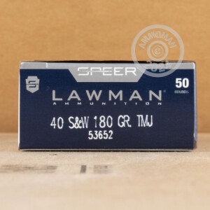 Photograph showing detail of 40 S&W SPEER LAWMAN 180 GRAIN TMJ (50 ROUNDS)