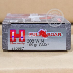 Image of 308 WINCHESTER HORNADY FULL BOAR 165 GRAIN GMX (20 ROUNDS)
