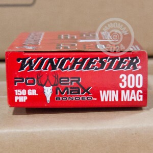 Photograph showing detail of 300 WIN MAG WINCHESTER 150 GRAIN POWER MAX BONDED PHP