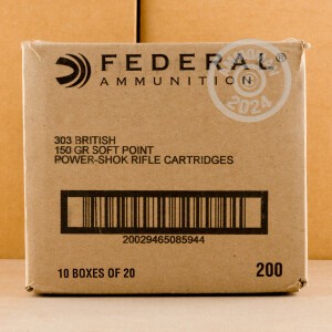Photo detailing the 303 BRITISH FEDERAL POWER-SHOK 150 GRAIN SP (20 ROUNDS) for sale at AmmoMan.com.