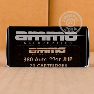Image of .380 Auto ammo by Ammo Incorporated that's ideal for home protection.