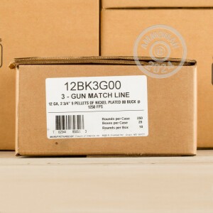 Photo detailing the 12 GAUGE FIOCCHI 3 GUN MATCH 2-3/4" 00 BUCK (10 ROUNDS) for sale at AmmoMan.com.