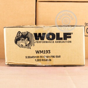 Photograph showing detail of 5.56X45 WOLF GOLD 55 GRAIN FMJ (1000 ROUNDS) (BRASS CASE)