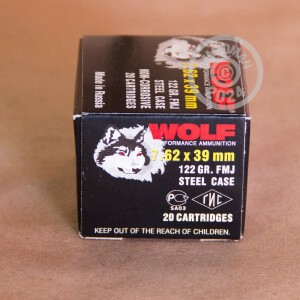Photo detailing the 7.62x39MM WOLF 122 GRAIN FULL METAL JACKET (1000 ROUNDS) for sale at AmmoMan.com.