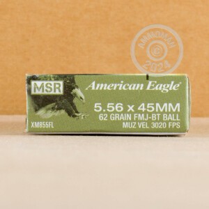 Image of the 5.56 NATO FEDERAL 62 GRAIN FULL METAL JACKET (500 ROUNDS) available at AmmoMan.com.