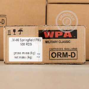 Image of 30-06 SPRINGFIELD WPA MILITARY CLASSIC 168 GRAIN FMJ (500 ROUNDS)