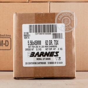 Image of Barnes 5.56x45mm rifle ammunition.