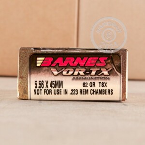 A photo of a box of Barnes ammo in 5.56x45mm.