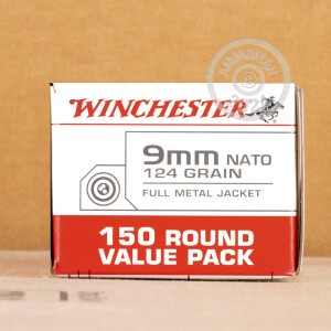 Photo detailing the 9MM NATO WINCHESTER 124 GRAIN FMJ (750 ROUNDS) for sale at AmmoMan.com.