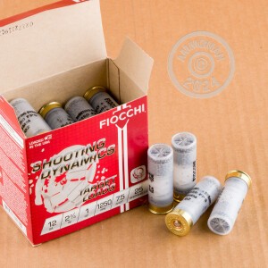 Photo detailing the 12 GAUGE FIOCCHI SHOOTING DYNAMICS 2-3/4" 1 OZ. #7.5 SHOT (250 ROUNDS) for sale at AmmoMan.com.