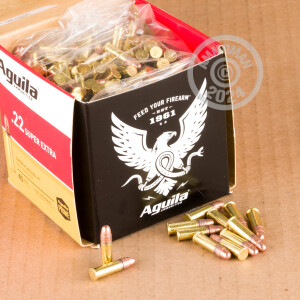 Photograph of .22 Long Rifle ammo with copper plated round nose ideal for training at the range.