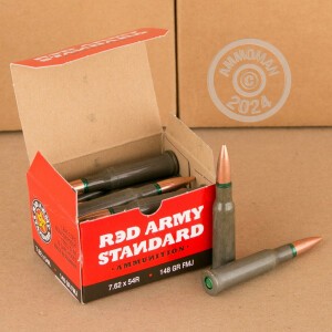 Image detailing the steel case and berdan primers on 620 rounds of Red Army Standard ammunition.