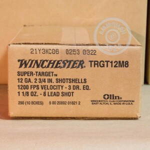 Image of the 12 GAUGE WINCHESTER SUPER TARGET 2-3/4" 1-1/8 OZ. #8 SHOT (250 ROUNDS) available at AmmoMan.com.