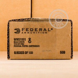 Photo detailing the 9mm - 115 gr FMJ - Federal Champion - 100 Rounds for sale at AmmoMan.com.