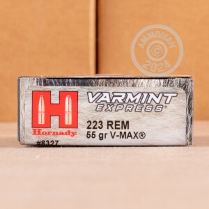 Photo of 223 Remington V-MAX ammo by Hornady for sale.