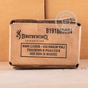 Photo of 9mm Luger FMJ ammo by Browning for sale at AmmoMan.com.
