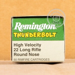 Image of the 22 LR REMINGTON THUNDERBOLT 40 GRAIN LEAD ROUND NOSE (500 ROUNDS) available at AmmoMan.com.