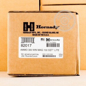 Image of the 300 WINCHESTER MAGNUM HORNADY CUSTOM LITE 150 GRAIN SST (20 ROUNDS) available at AmmoMan.com.