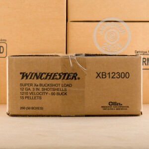 Photo detailing the 12 GAUGE WINCHESTER SUPER-X 3" 00 BUCK 15 PELLET (5 ROUNDS) for sale at AmmoMan.com.